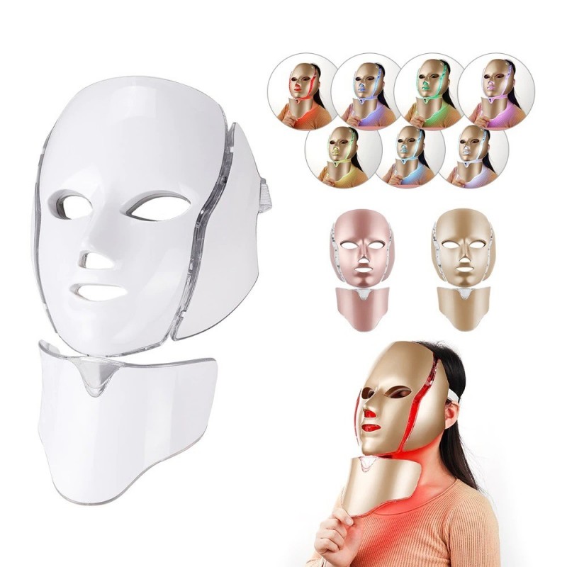 Masque LED - Luminothérapie - Visage et Cou - 7 Couleurs