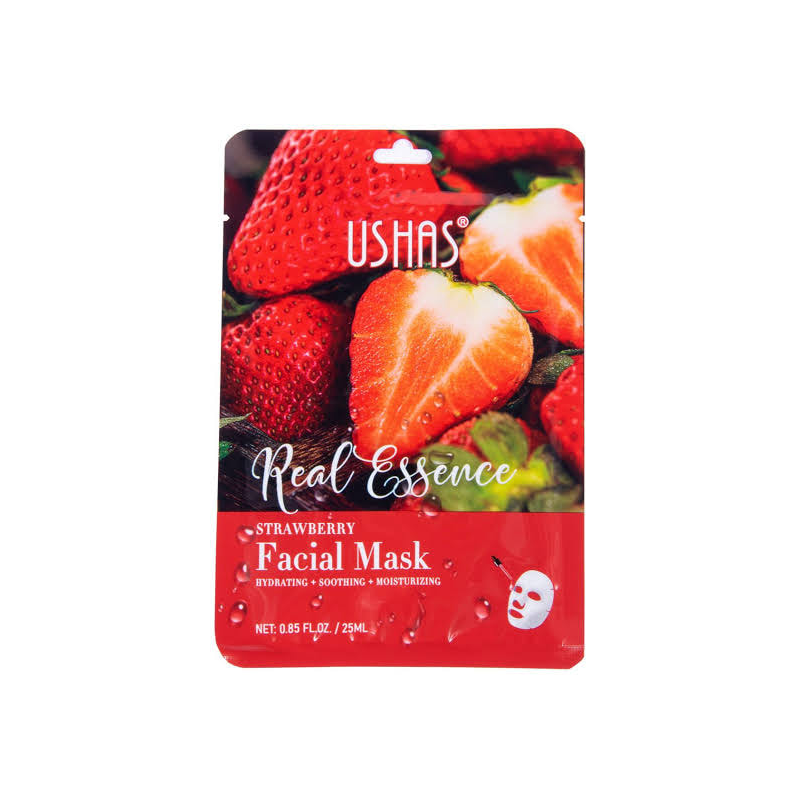 USHAS Masque Visage Fraise Vitamine C Tâches Brunes Acné Rides Eclat