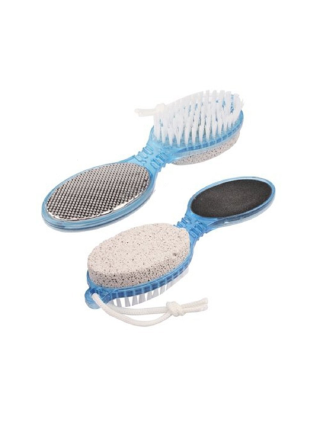 Outil Soins Pieds 4 en 1 : Râpe Pieds, Brosse Ongles, Anti Callosités et Peau morte