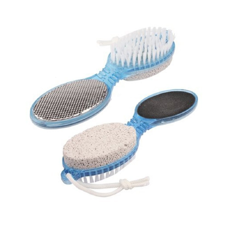 Outil Soins Pieds 4 en 1 : Râpe Pieds, Brosse Ongles, Anti Callosités et Peau morte