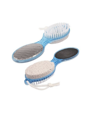 Outil Soins Pieds 4 en 1 : Râpe Pieds, Brosse Ongles, Anti Callosités et Peau morte