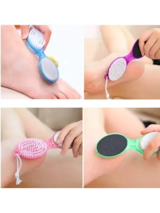 Outil Soins Pieds 4 en 1 : Râpe Pieds, Brosse Ongles, Anti Callosités et Peau morte