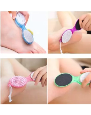 Outil Soins Pieds 4 en 1 : Râpe Pieds, Brosse Ongles, Anti Callosités et Peau morte