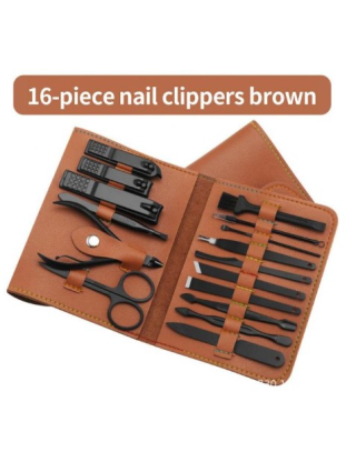 Trousse Soins Onglerie 16 Pièces : Coupe Ongles Cuticules Lime Ciseaux Pousse Cuticules