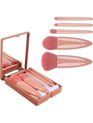 Boîtes 5 Pinceaux Maquillage - Mini Boîte Portable Pinceaux Rose