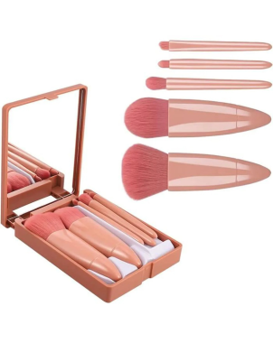 Boîtes 5 Pinceaux Maquillage - Mini Boîte Portable Pinceaux Rose