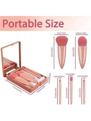 Boîtes 5 Pinceaux Maquillage - Mini Boîte Portable Pinceaux Rose