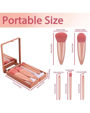 Boîtes 5 Pinceaux Maquillage - Mini Boîte Portable Pinceaux Rose
