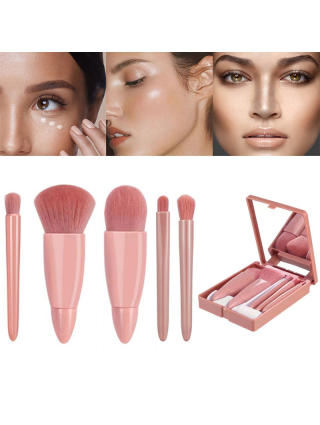 Boîtes 5 Pinceaux Maquillage - Mini Boîte Portable Pinceaux Rose