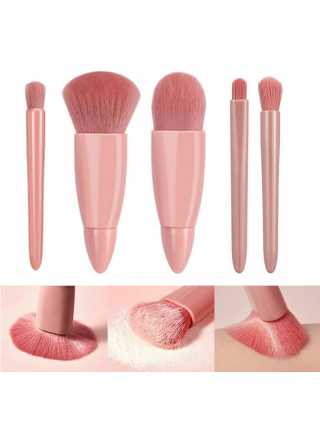 Boîtes 5 Pinceaux Maquillage - Mini Boîte Portable Pinceaux Rose