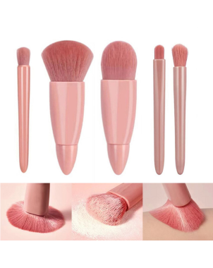 Boîtes 5 Pinceaux Maquillage - Mini Boîte Portable Pinceaux Rose
