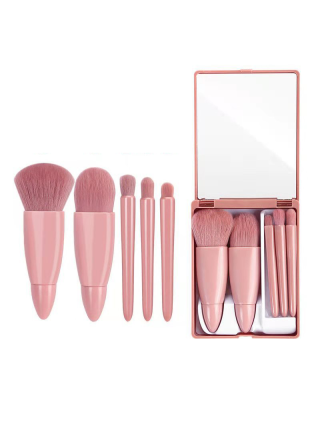 Boîtes 5 Pinceaux Maquillage - Mini Boîte Portable Pinceaux Rose