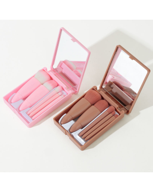 Boîtes 5 Pinceaux Maquillage - Mini Boîte Portable Pinceaux Rose