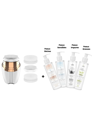 Pack Soins Visage : Brosse Sonique + Gel Nettoyant (Selon votre type de peau)