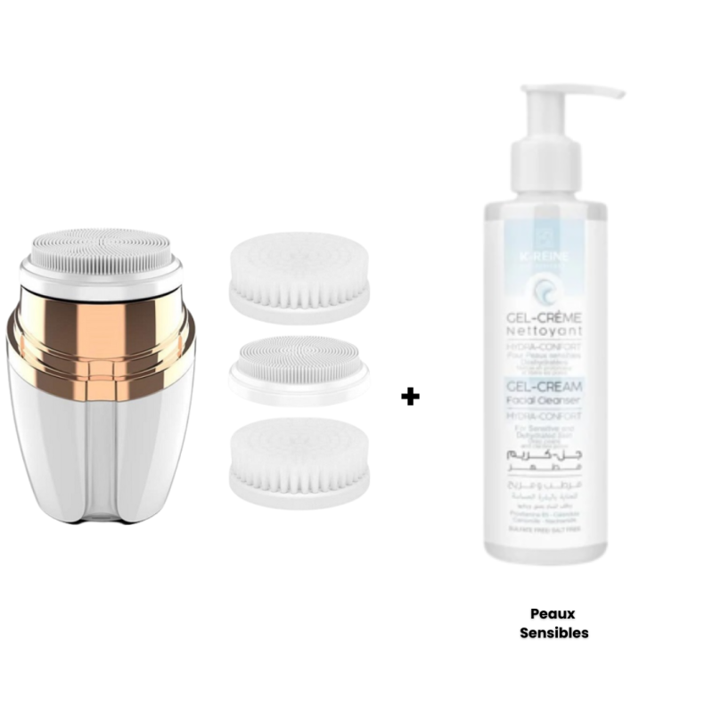 Pack Soins Visage : Brosse Sonique + Gel Nettoyant (Selon votre type de peau)