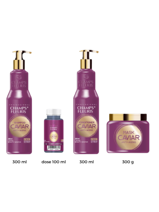 Pack Soins Caviar : Shampoing 300ml + Conditionner 300ml + Masque 300g + Dose Caviar 100ml