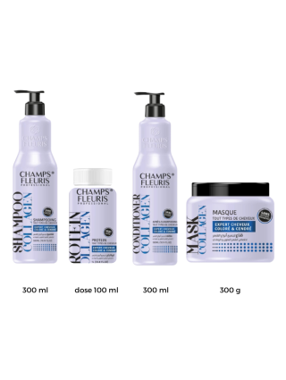 Pack Soins Collagène : Shampoing 300ml + Conditionner 300ml + Masque 300g + Dose Collagène 100ml