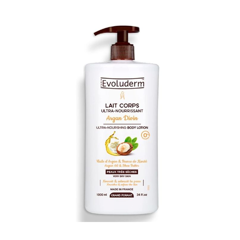 Evoluderm Lait De Corps Ultra-Nourissant Huile d'Argan & Beurre De Carité 1L