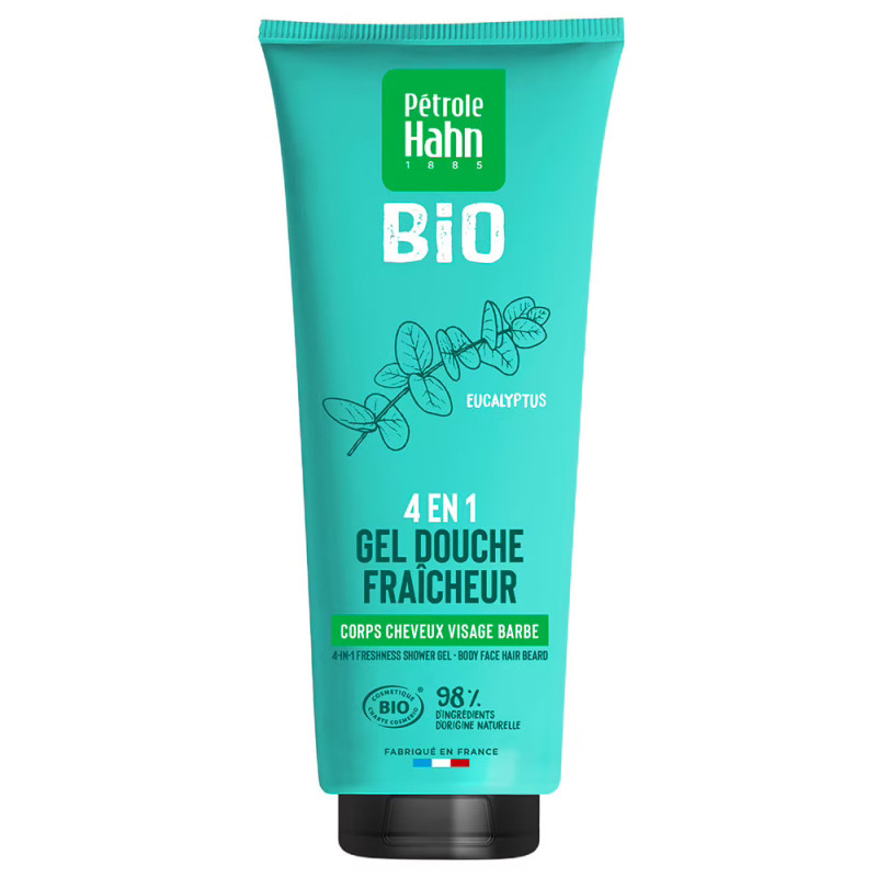 Gel Douche 4 en 1 Corps, Cheveux, Visage, Barbe EUCALYPTUS Pétrole Hahn Bio 250ml