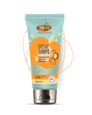 Nihel Crème Corps 100ml Extrait d'Abricot & Beurre de Karité