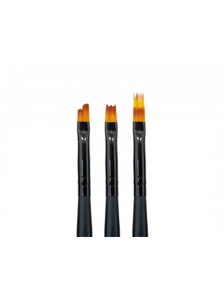 3 Pinceaux Design Onglerie Noir Différents Formats