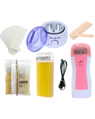 Kit Epilation Complet : Chauffe Cire Chaude + 100g Cire + 10 Spatules + Chauffe Cire Cartouche + 1 Cire + 100 Papiers