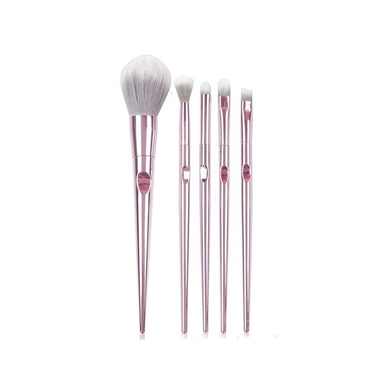 Kit-pinceaux-5-Ruby-Face-maquillage-makeup-visage-yeux-lèvres-fond-de-teint-rose-gold-métal-brush-set