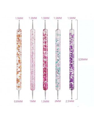 5 Stylo Pointeur Double Extrémité Nail Art Design Ongles Strass Motifs