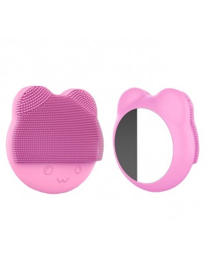 Brosse en Silicone Manuel avec Miroir - Nettoyage de Visage et Gommage