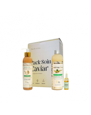 Pack Soins Caviar Tous Types de Cheveux Brazilian Glow : Shampoing Caviar 200ml + Masque Caviar 250ml + Strong+ 10ml