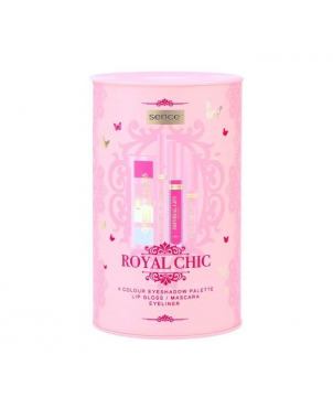 Sence Coffret Royal Chic Beauté : Fard à Paupières 4 Couleurs + LipGloss + Mascara + Eyeliner - Coffret Cadeau 4pcs