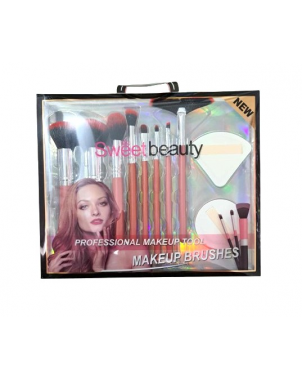 Sweet Beauty Pinceaux et Eponges Maquillage Professionnel 10pcs