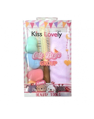 Kiss Lovely Beauty Tools Cute Bear Group Kit de Soins et Maquillage