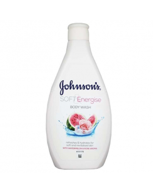 Johnson's Soft & Energise Body Wash 400ml Gel Douche pour Corps à l'Arôme de Pastèque et de Rose