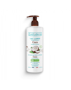 Evoluderm Lait de Corps Nourrissant à la Noix de Coco 500ml Peau Fraîche et Hydratée