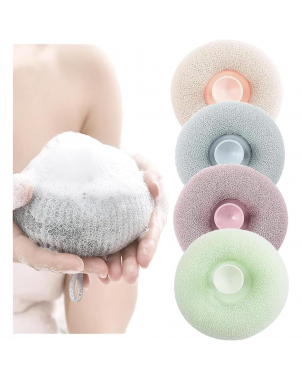 Eponge de Bain Exfoliante Ronde Douche Ultra Douce pour le Bain et Soins du Corps