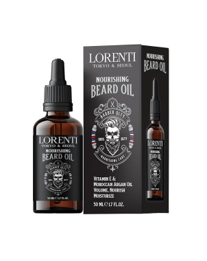 LORENTI Huile Soins Barbe 50ml Beard Oil Huile d'Argan Marocain Nourrissant