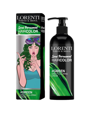 LORENTI Coloration Semi Permanente Vert 250ml Teinture Crème Colorante Longue Tenue