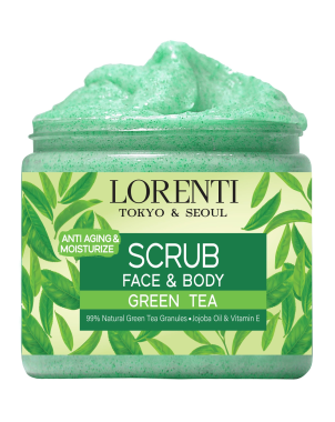LORENTI Scrub Green Tea 500ml Gommage Visage et Corps Thé Vert