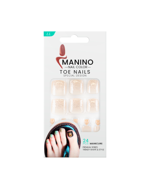 Manino Faux Ongles Pieds Press On Orteils Colorés avec Diamond 24pcs