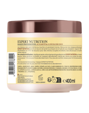 Franck Provost Masque Expert Nutrition 400ml Masque Professionnel Beurre de Karité et l'Huile de Coco pour Cheveux Secs